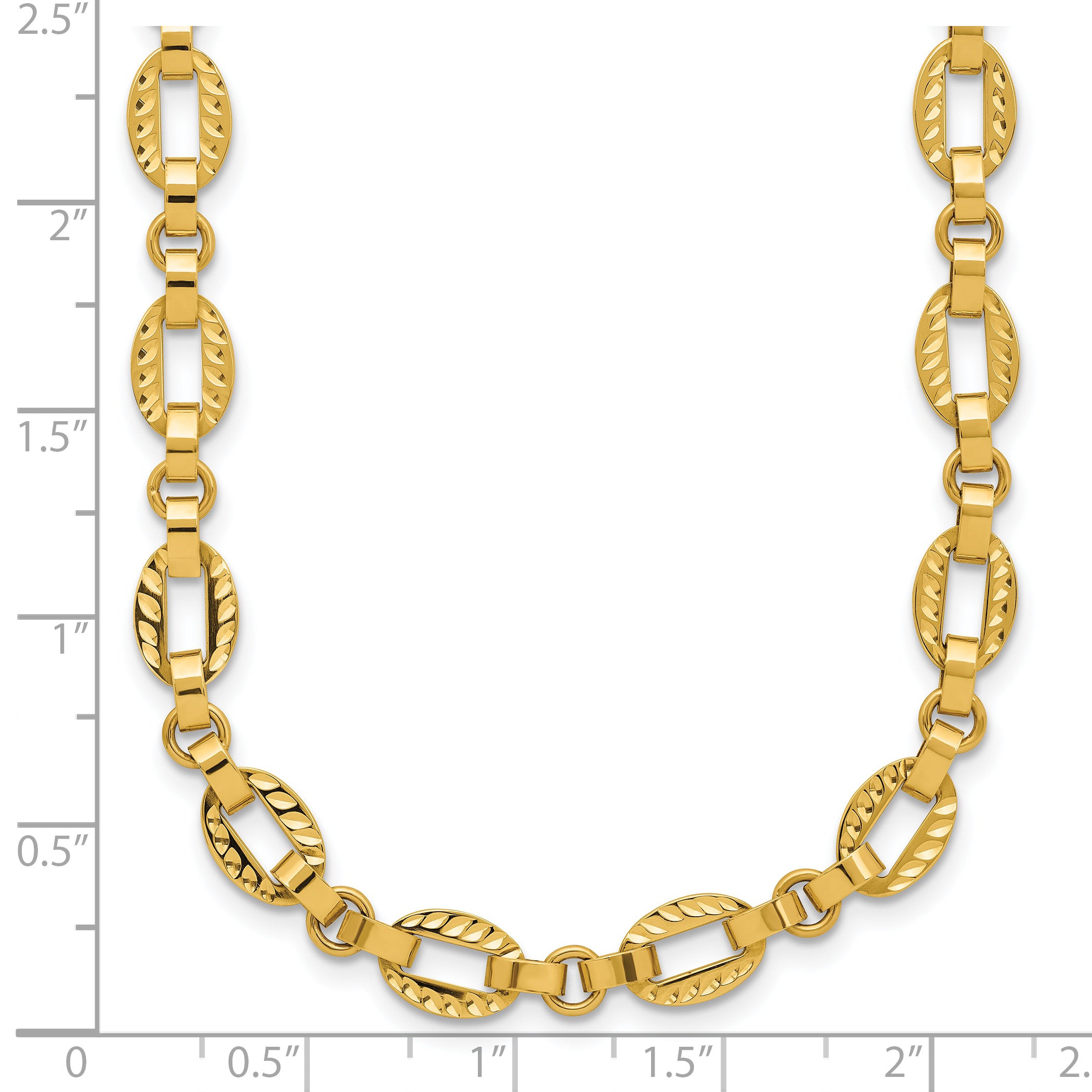 14K Polished and Diamond-cut Fancy Link w/.5in Ext. Necklace