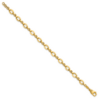 14K Polished and Diamond-cut Fancy Link w/.5in Ext. Bracelet