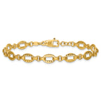 14K Polished and Diamond-cut Fancy Link w/.5in Ext. Bracelet