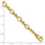 14K Polished and Diamond-cut Fancy Link w/.5in Ext. Bracelet