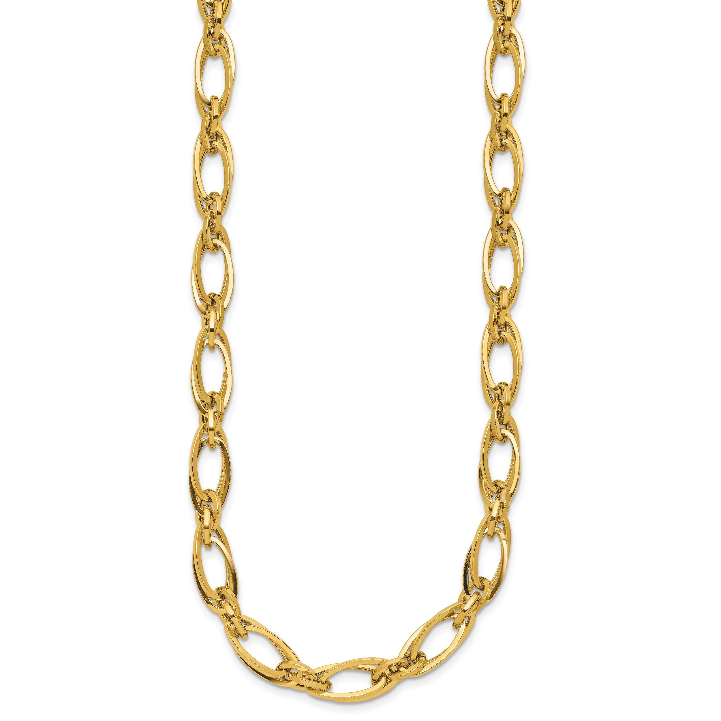 14K Polished Fancy Oval Link Necklace