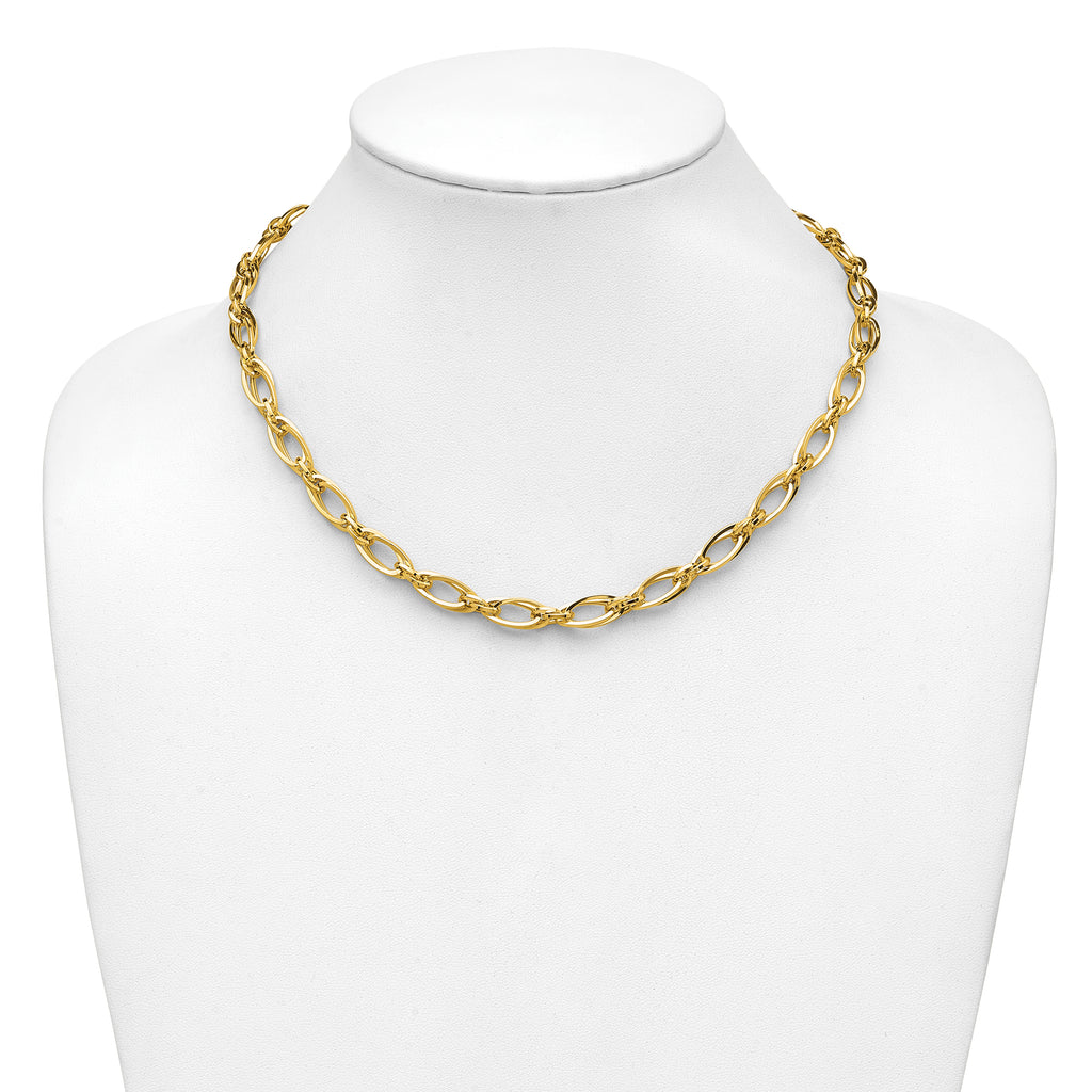 14K Polished Fancy Oval Link Necklace