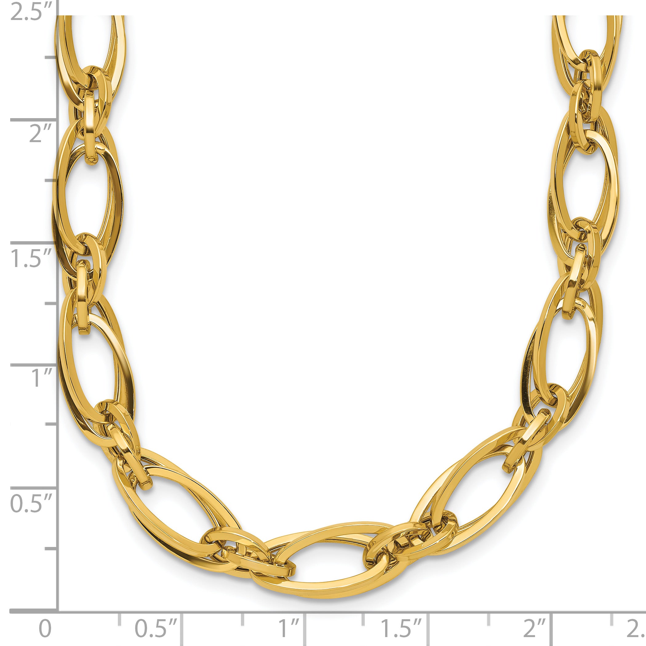 14K Polished Fancy Oval Link Necklace