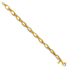 14K Polished Fancy Oval Link Bracelet
