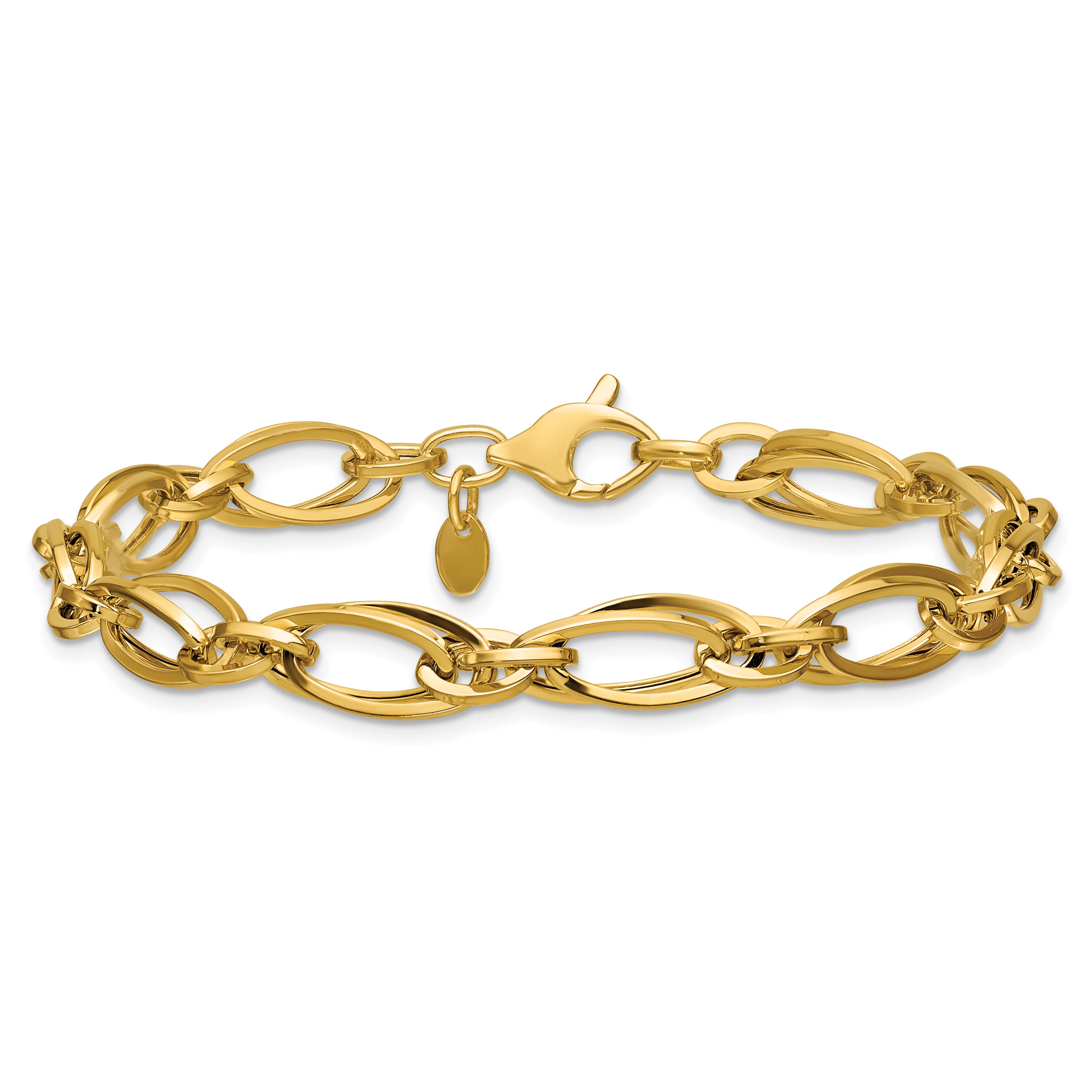 14K Polished Fancy Oval Link Bracelet