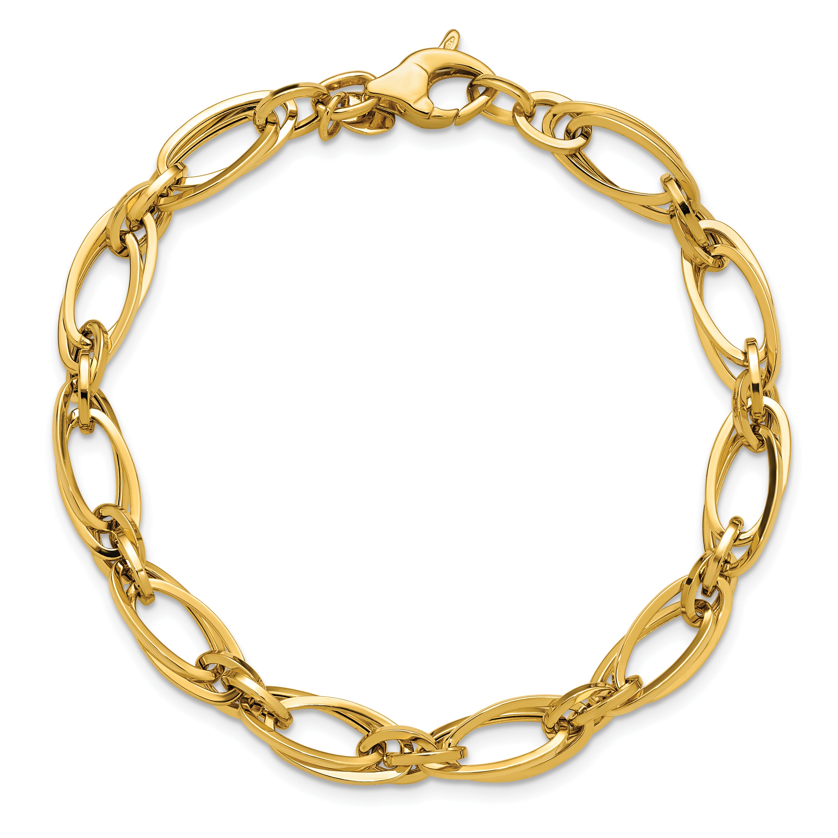 14K Polished Fancy Oval Link Bracelet