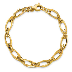14K Polished Fancy Oval Link Bracelet