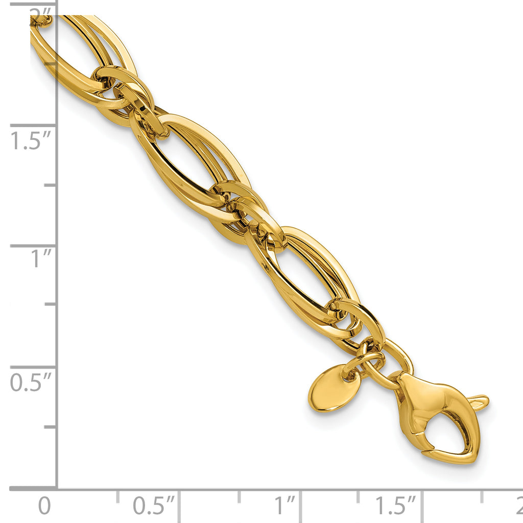 14K Polished Fancy Oval Link Bracelet