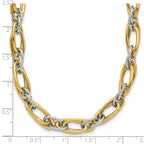 14K Two-tone Polished and Textured Fancy Link Necklace