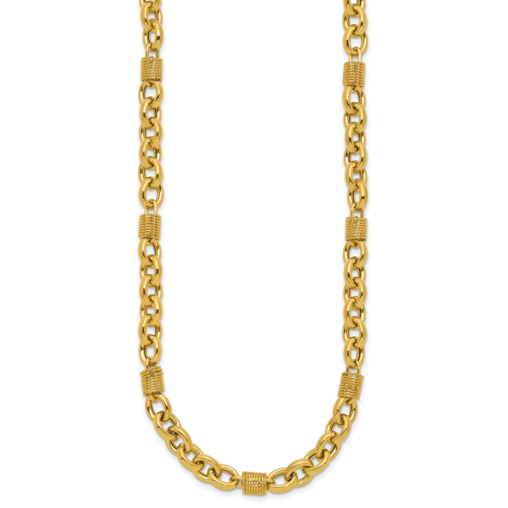 14K Polished and Textured Fancy Link Necklace