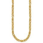 14K Polished and Textured Fancy Link Necklace