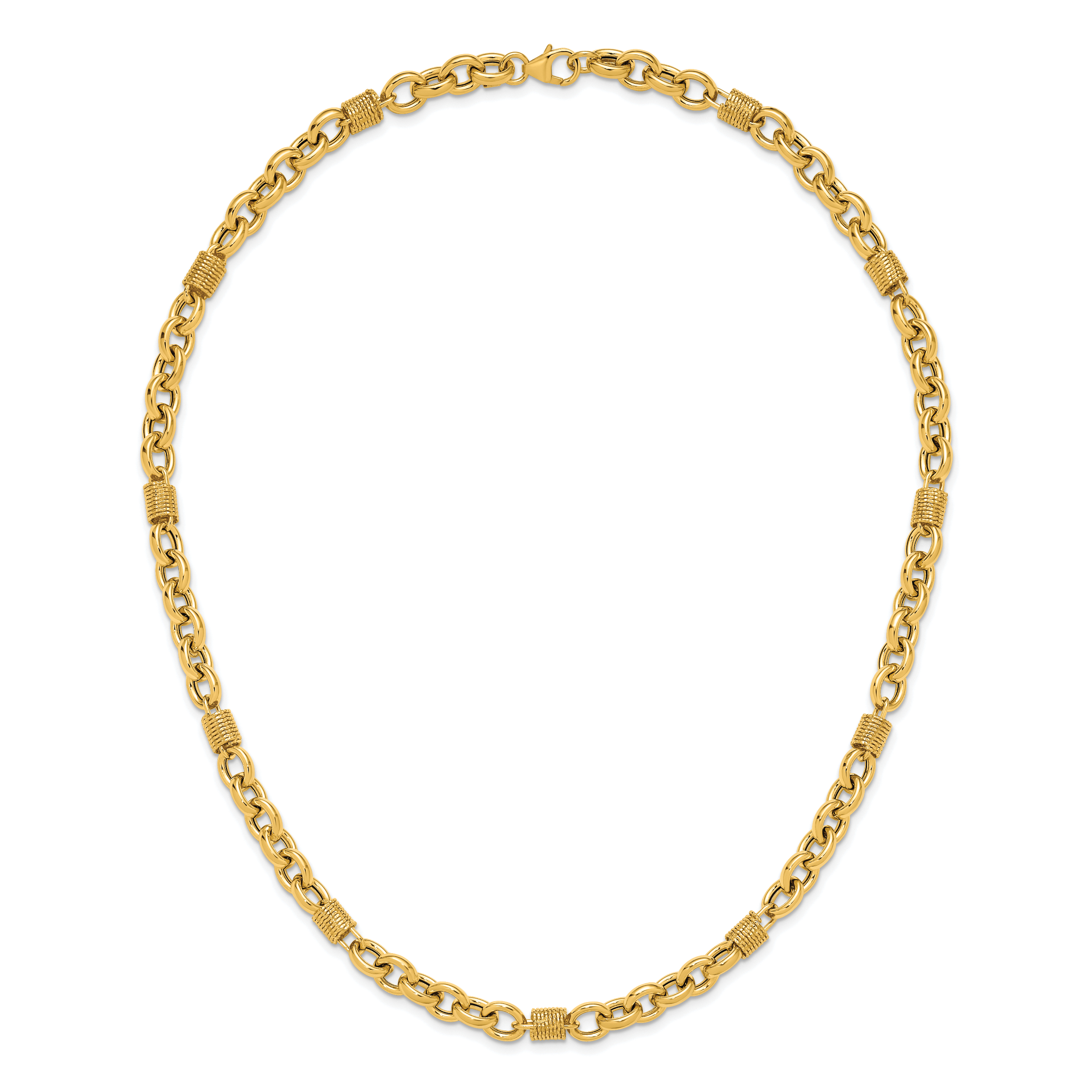 14K Polished and Textured Fancy Link Necklace