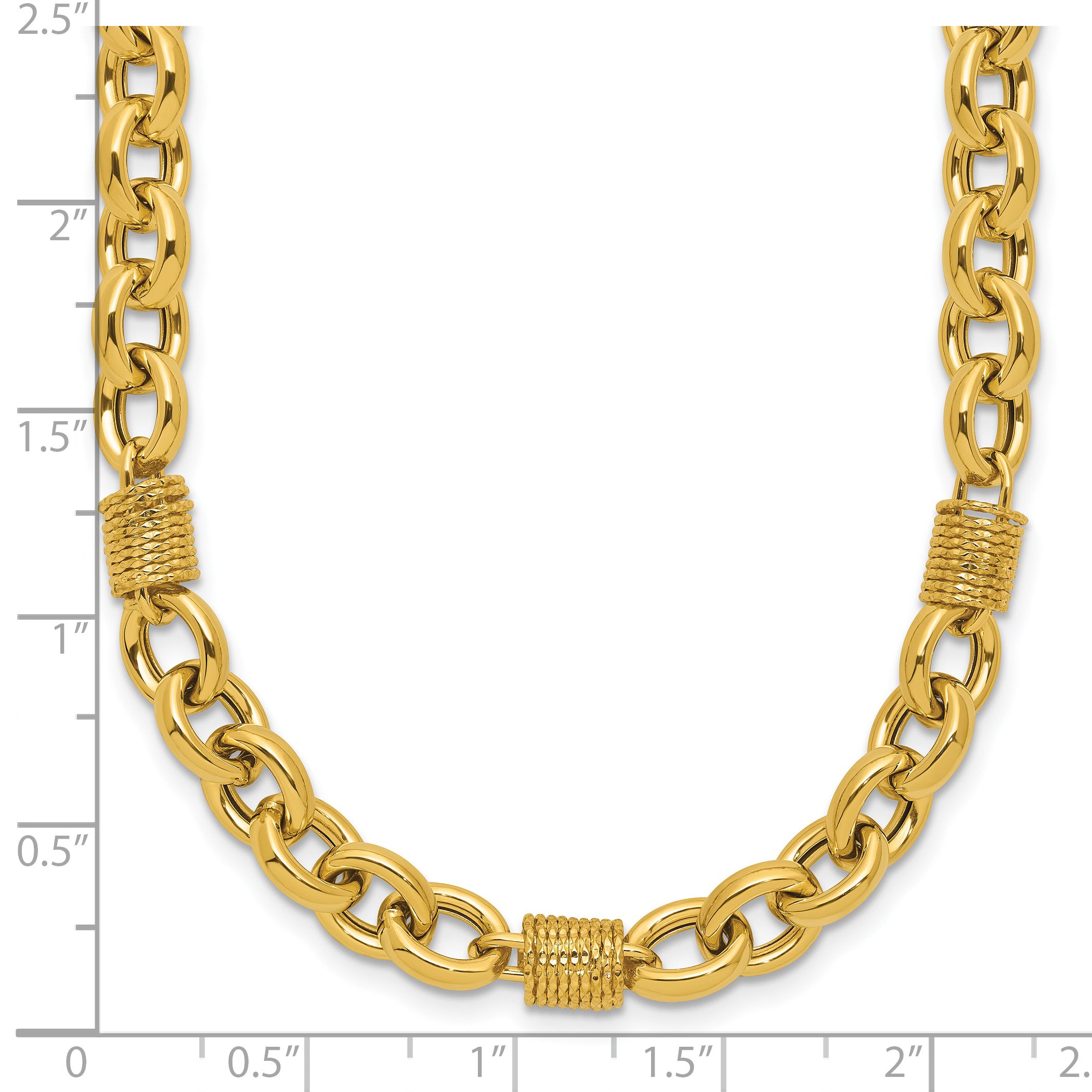 14K Polished and Textured Fancy Link Necklace