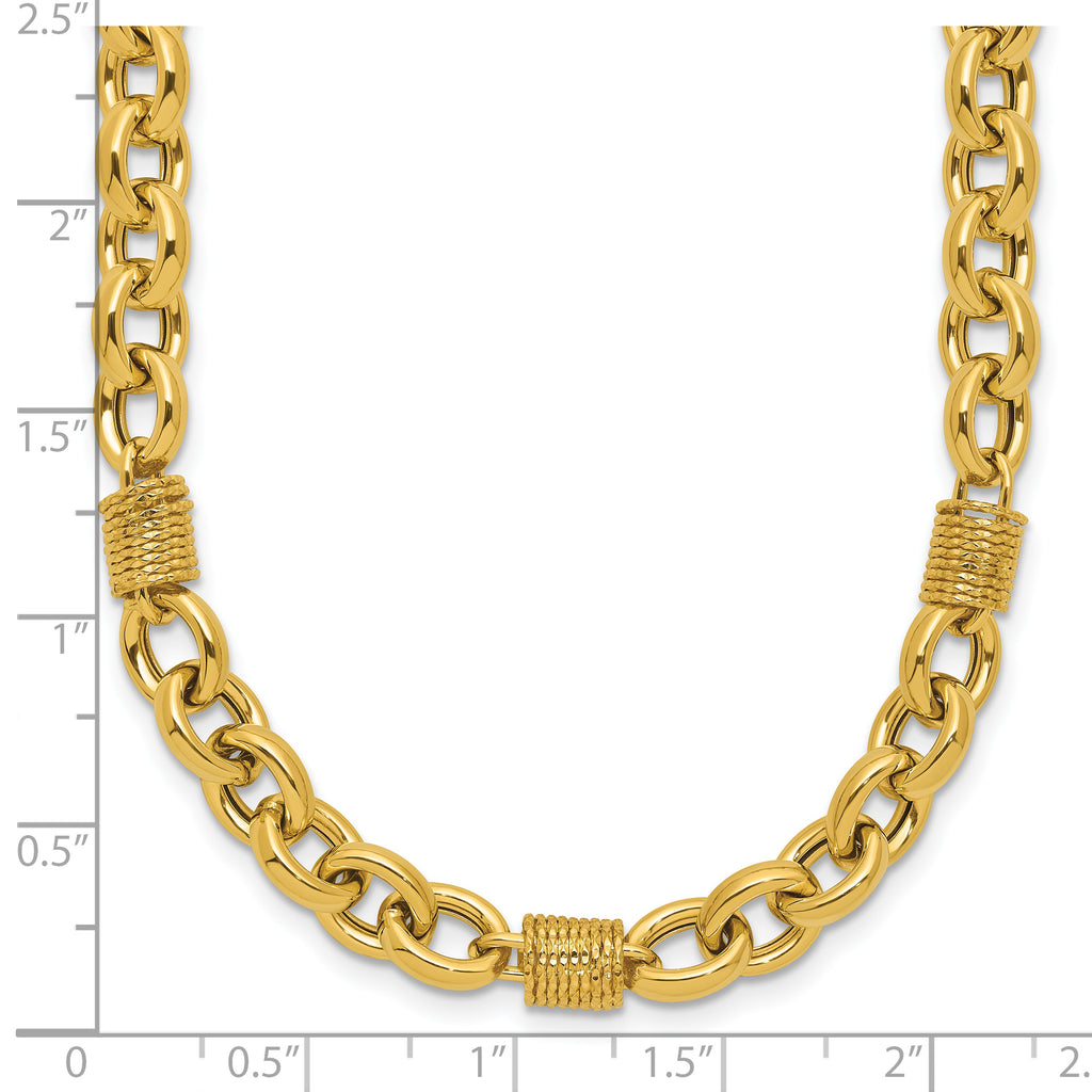 14K Polished and Textured Fancy Link Necklace