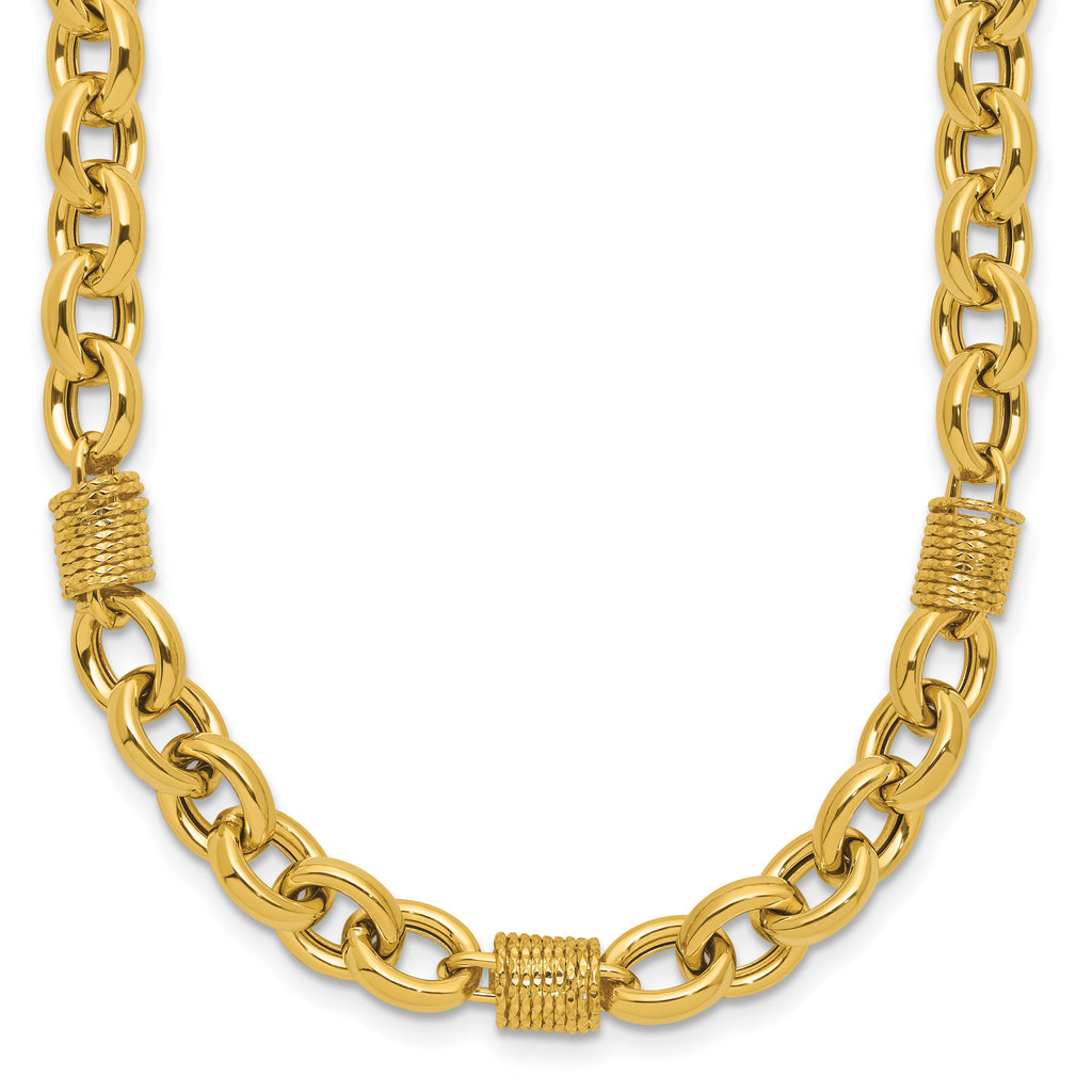 14K Polished and Textured Fancy Link Necklace