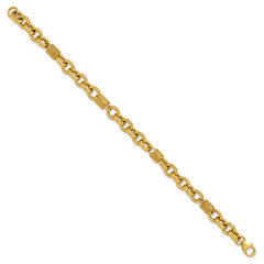 14K Polished and Textured Fancy Link Bracelet