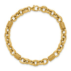 14K Polished and Textured Fancy Link Bracelet