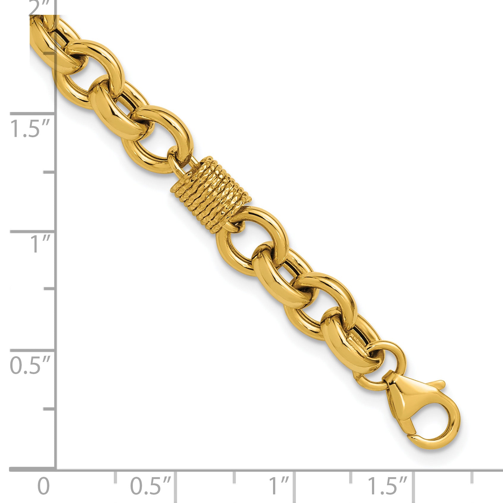 14K Polished and Textured Fancy Link Bracelet