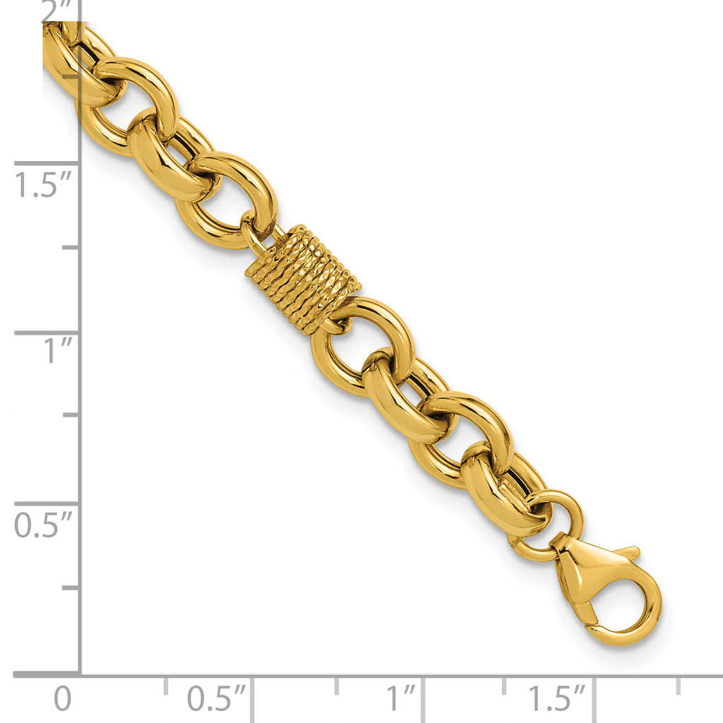 14K Polished and Textured Fancy Link Bracelet