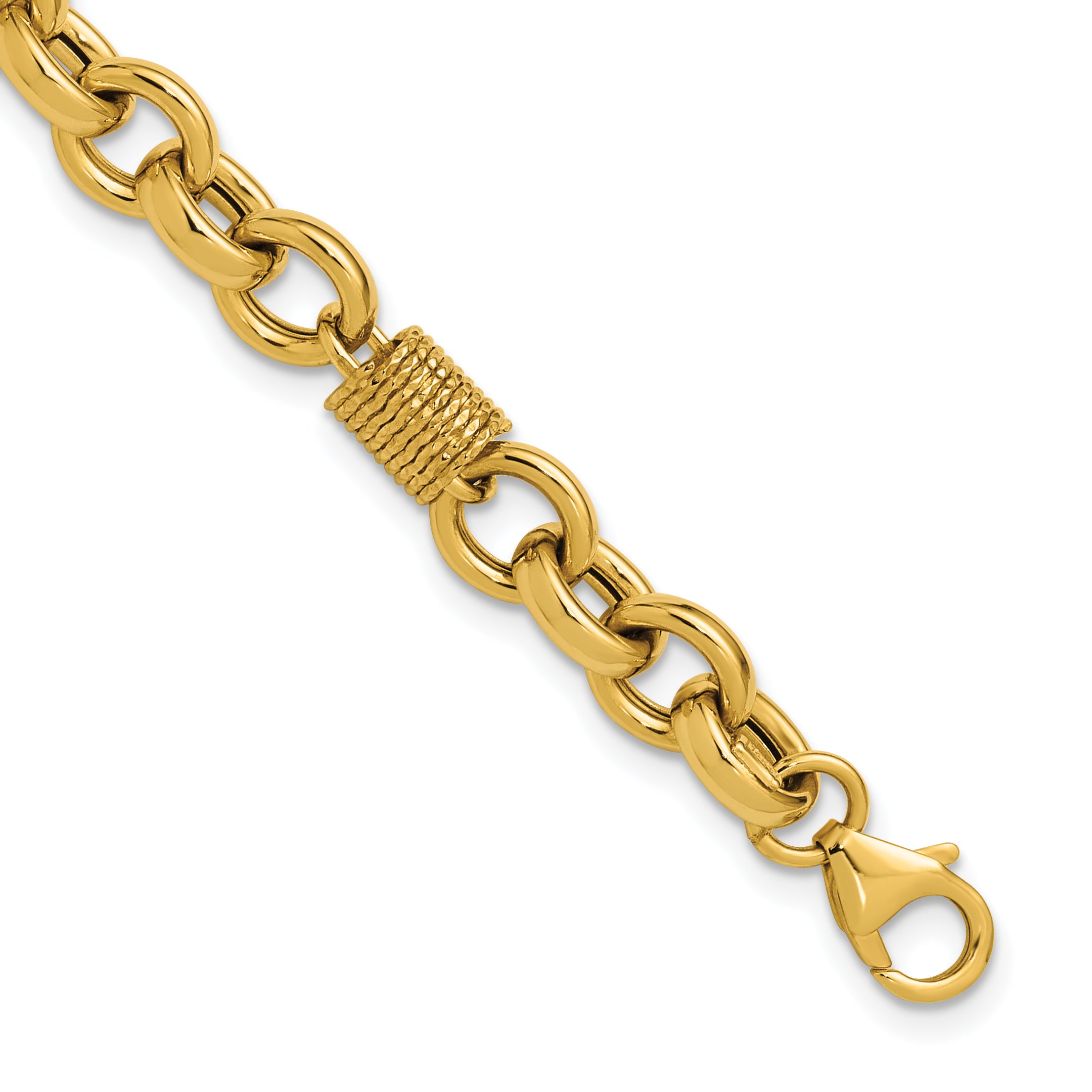 14K Polished and Textured Fancy Link Bracelet Main image