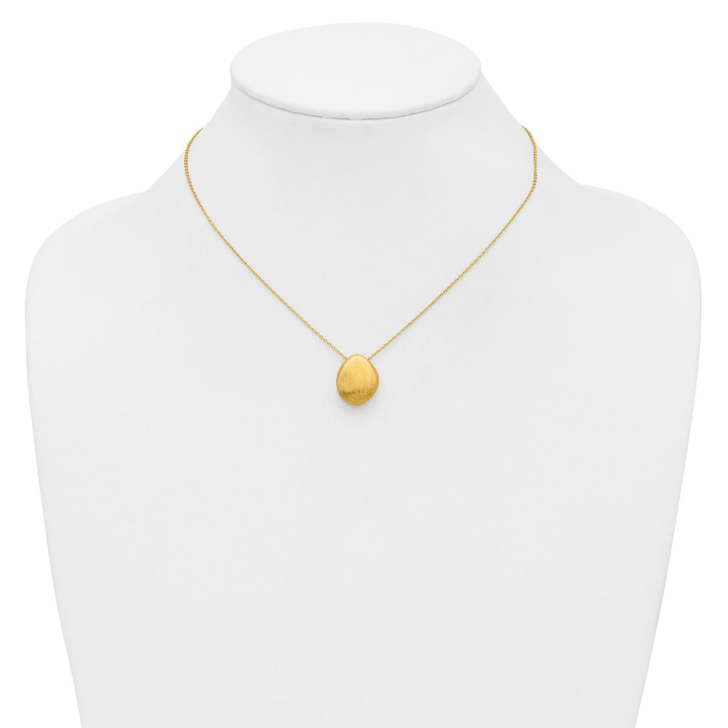 14K With Scratch Finish Pendant with 2in ext. Necklace