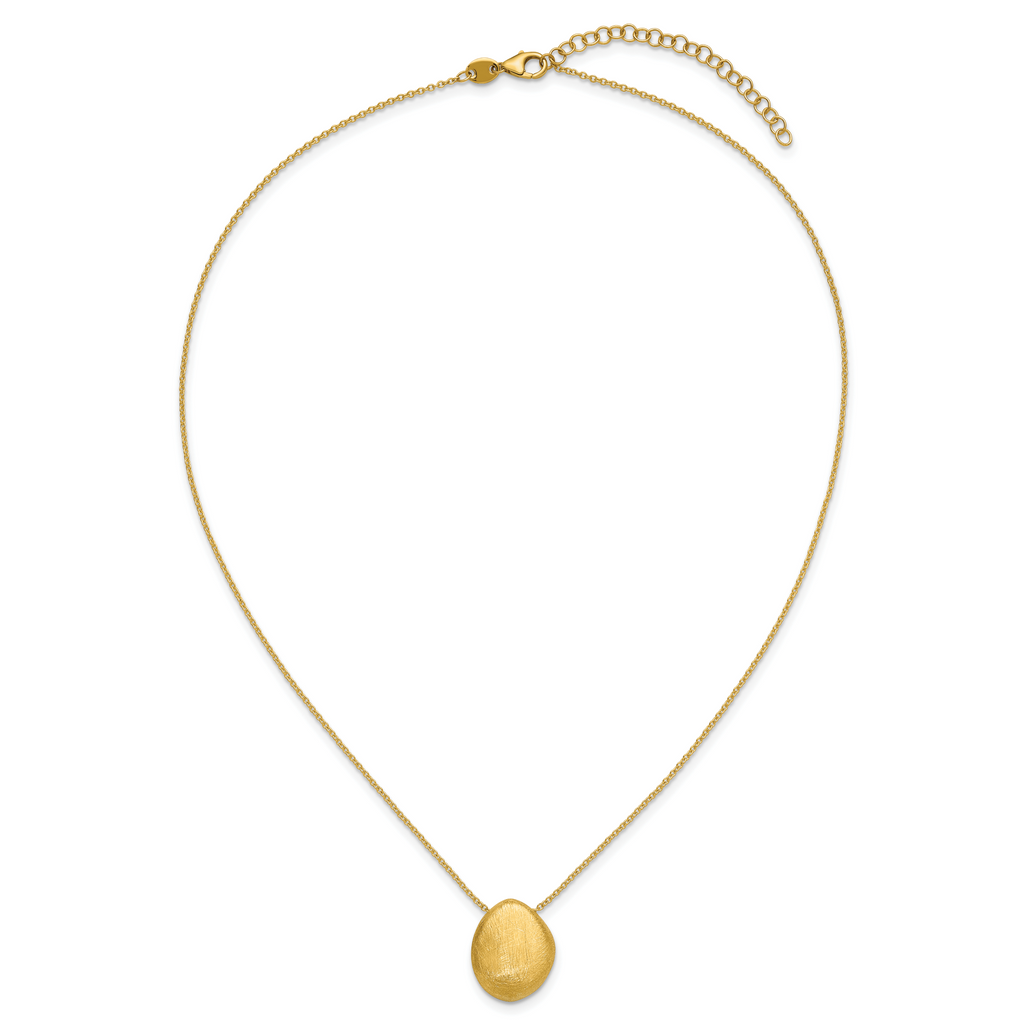 14K With Scratch Finish Pendant with 2in ext. Necklace