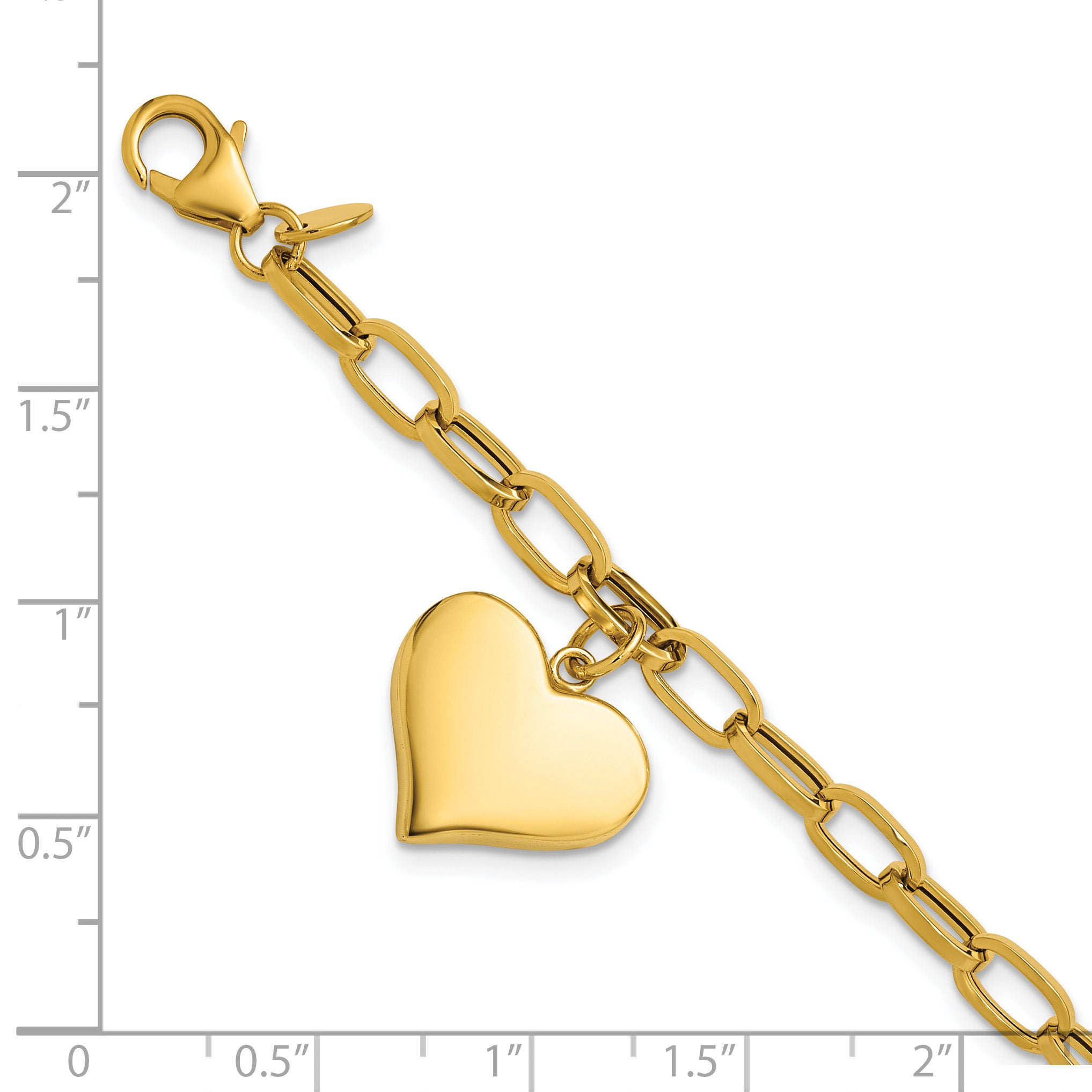 14K Polished Heart Charm Bracelet
