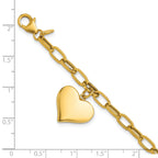 14K Polished Heart Charm Bracelet