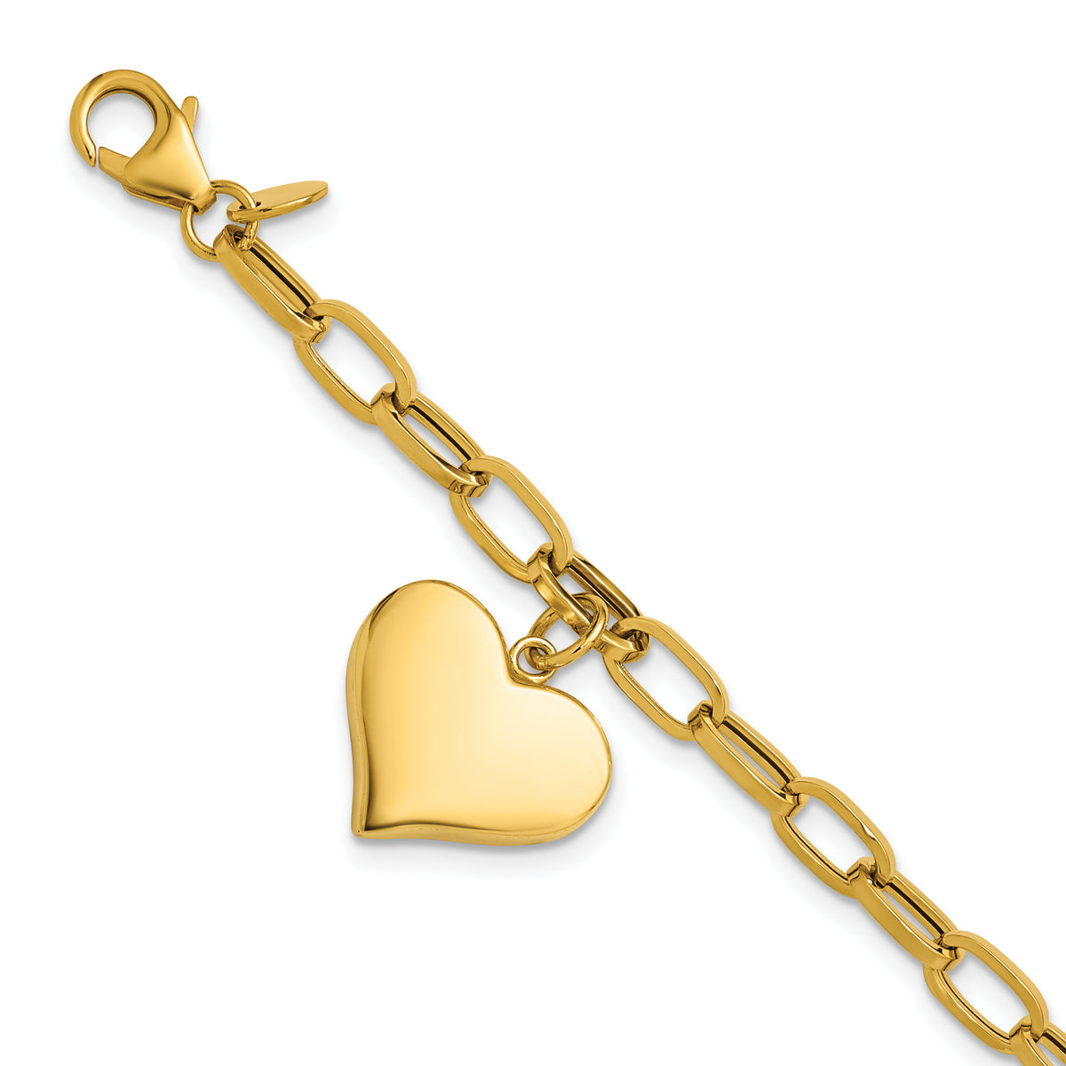 14K Polished Heart Charm Bracelet