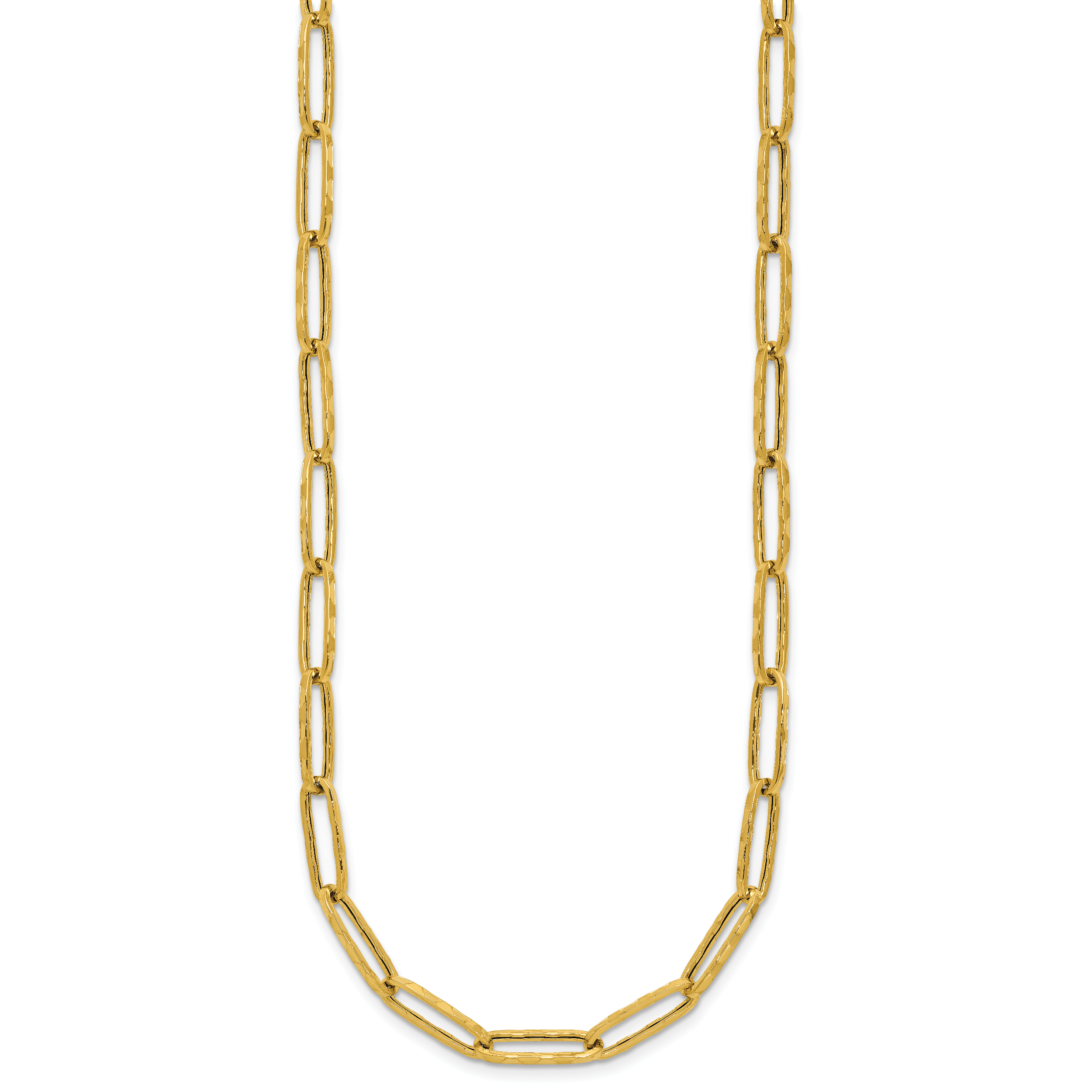 14K Polished and Dimond-cut Paperclip Link Necklace Secondary image
