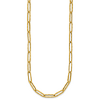 14K Polished and Dimond-cut Paperclip Link Necklace
