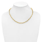 14K Polished and Dimond-cut Paperclip Link Necklace