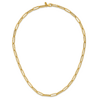 14K Polished and Dimond-cut Paperclip Link Necklace