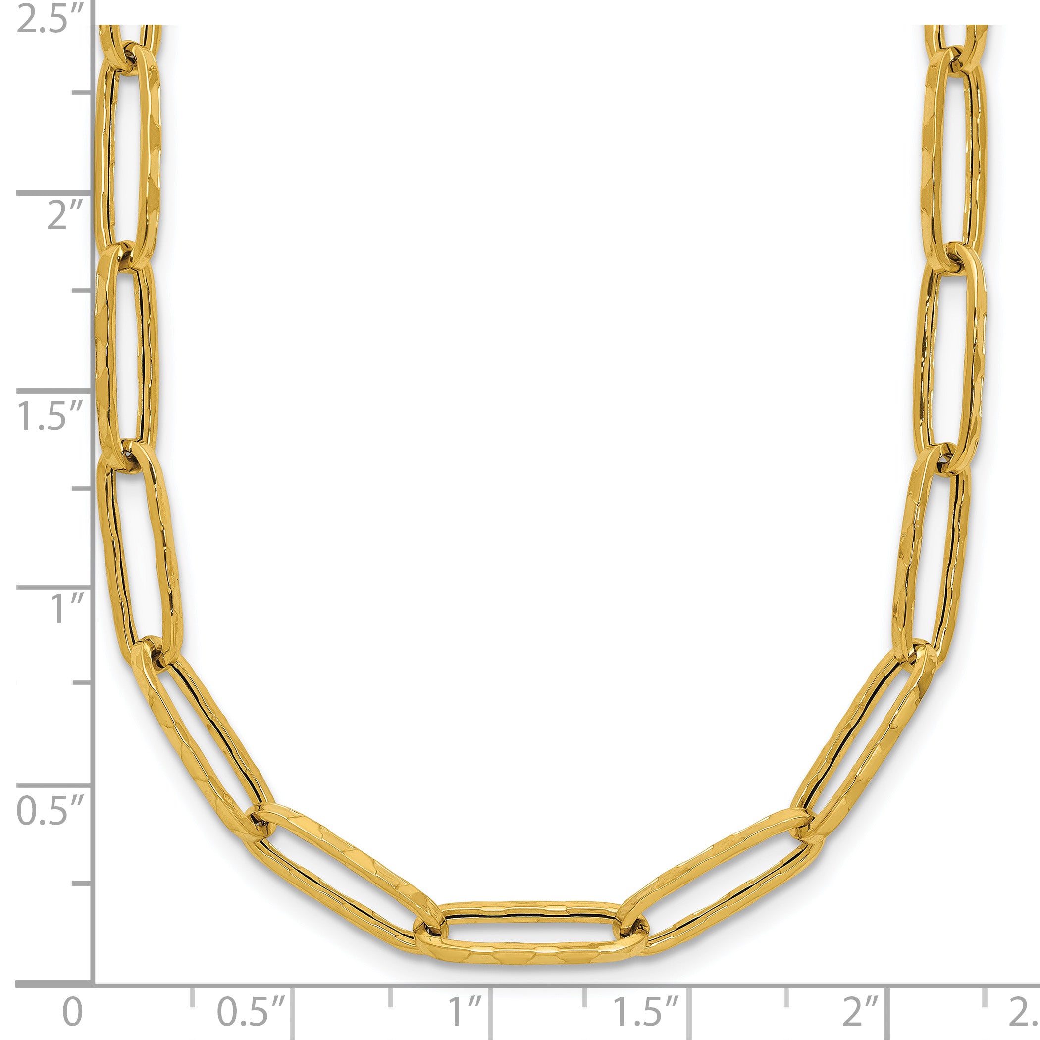 14K Polished and Dimond-cut Paperclip Link Necklace