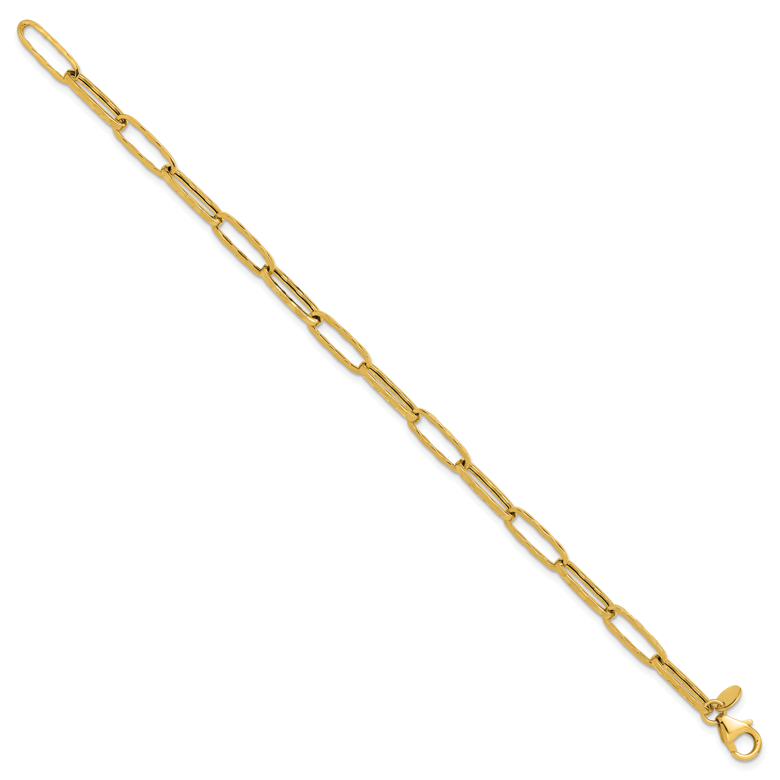 14K Polished and Dimond-cut Paperclip Link Bracelet Secondary image