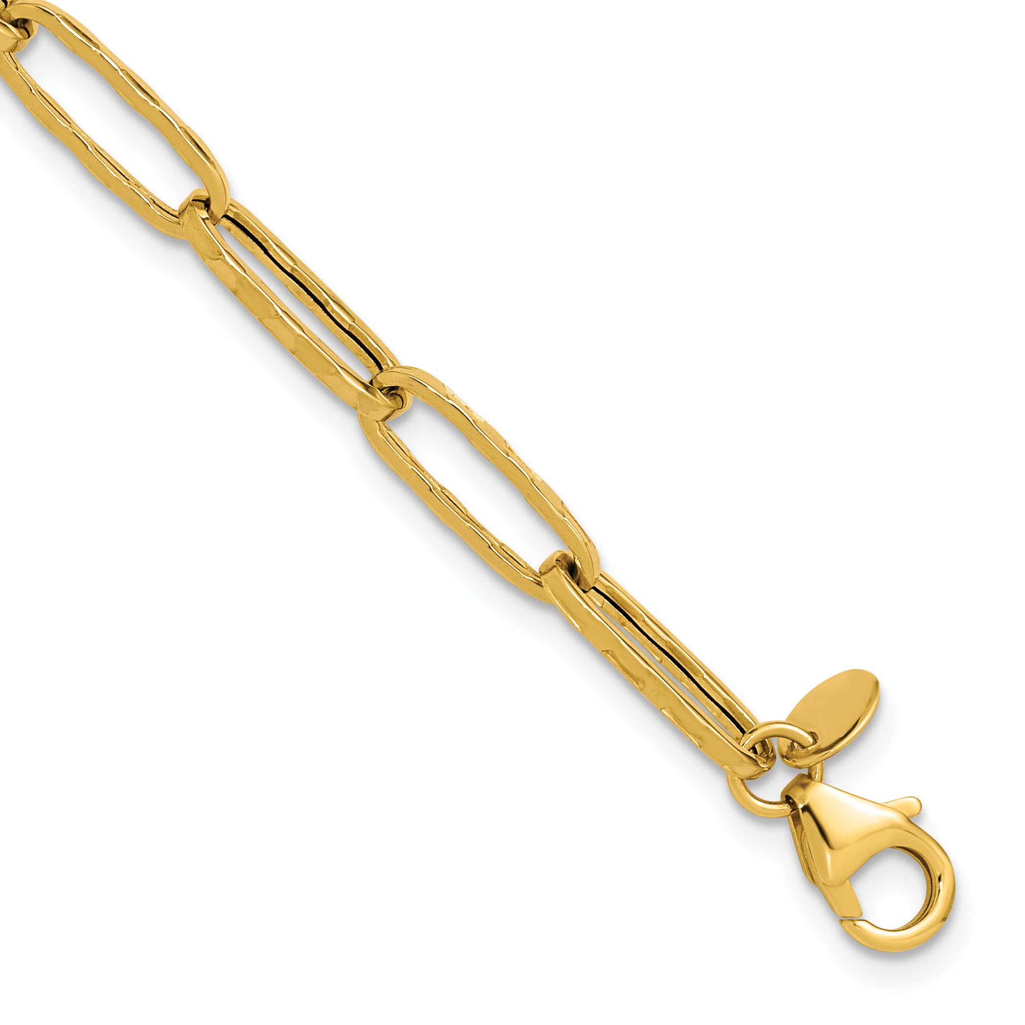 14K Polished and Dimond-cut Paperclip Link Bracelet Main image