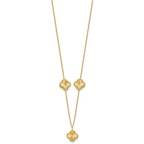 14K Polished and Diamond-cut Clover Station Necklace