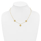 14K Polished and Diamond-cut Clover Station Necklace