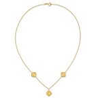 14K Polished and Diamond-cut Clover Station Necklace