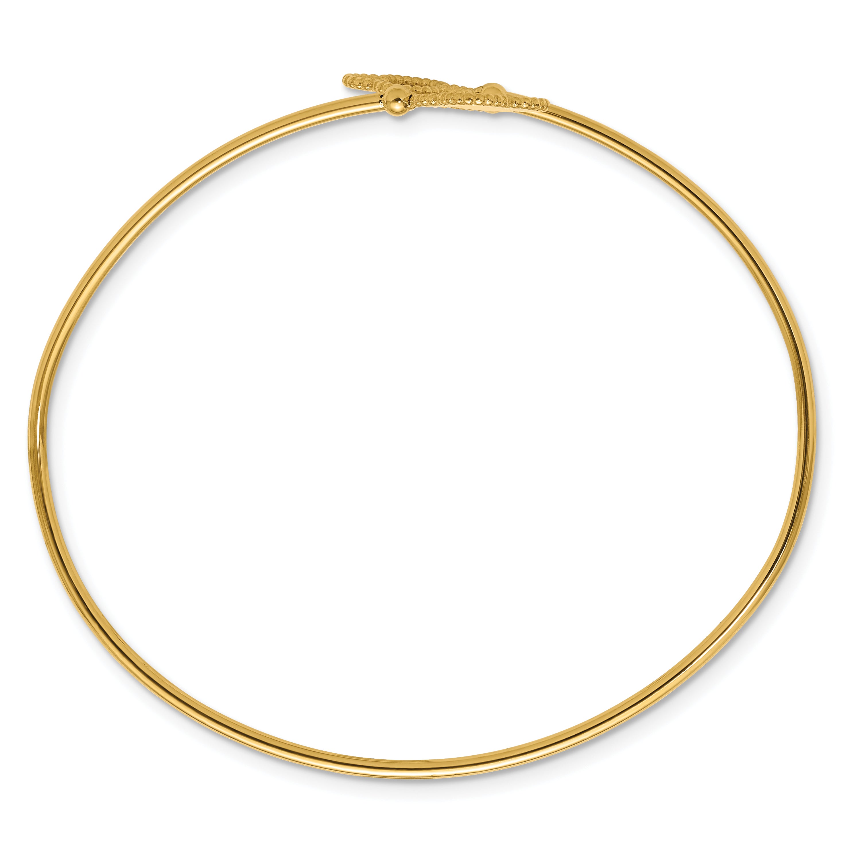 14K Polished and Diamond-cut Clover Flexible Cuff Bangle