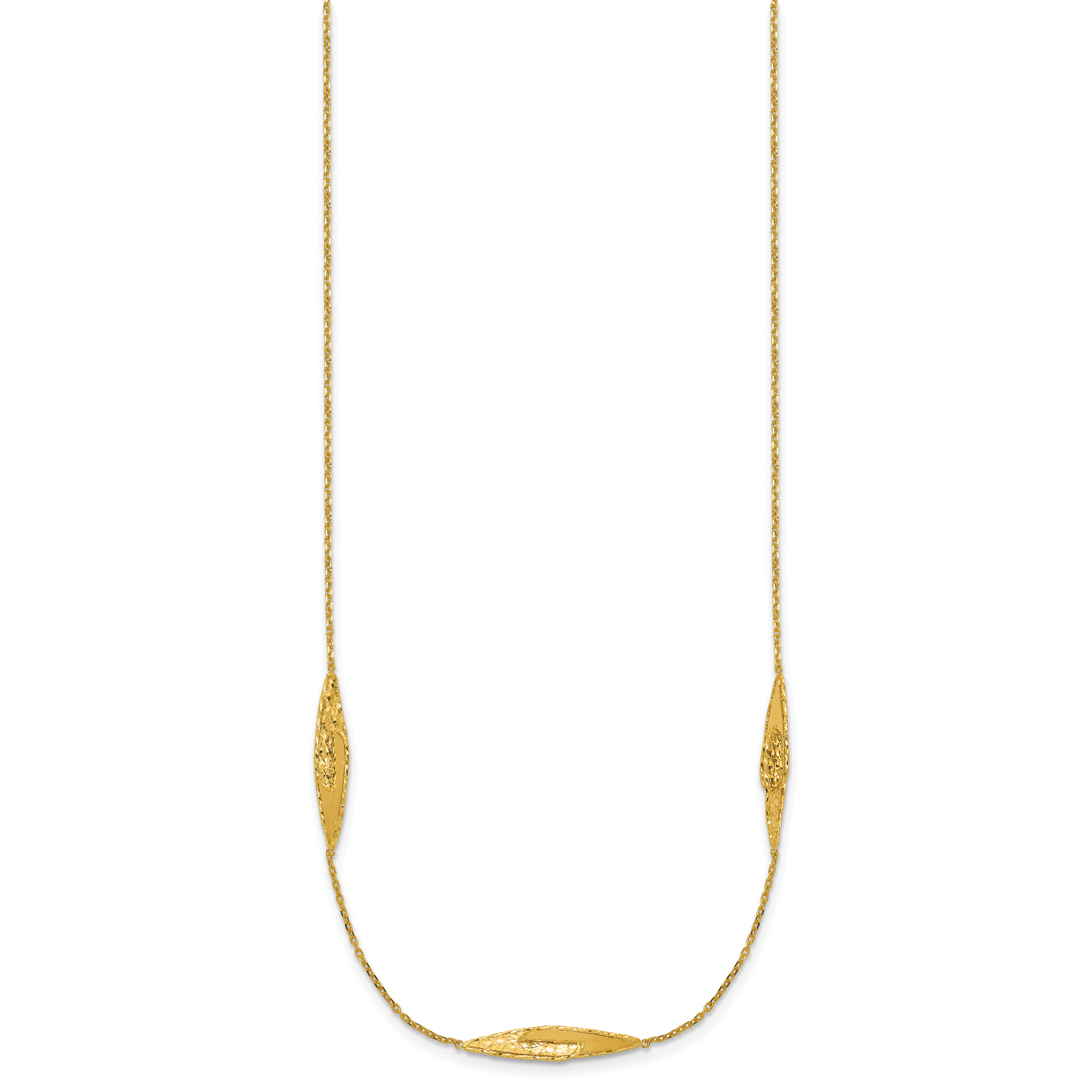 14K Polished and Diamond-cut Fancy Station Necklace Secondary image