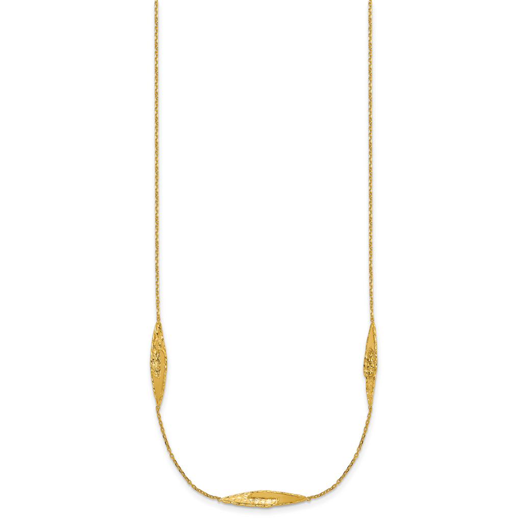 14K Polished and Diamond-cut Fancy Station Necklace