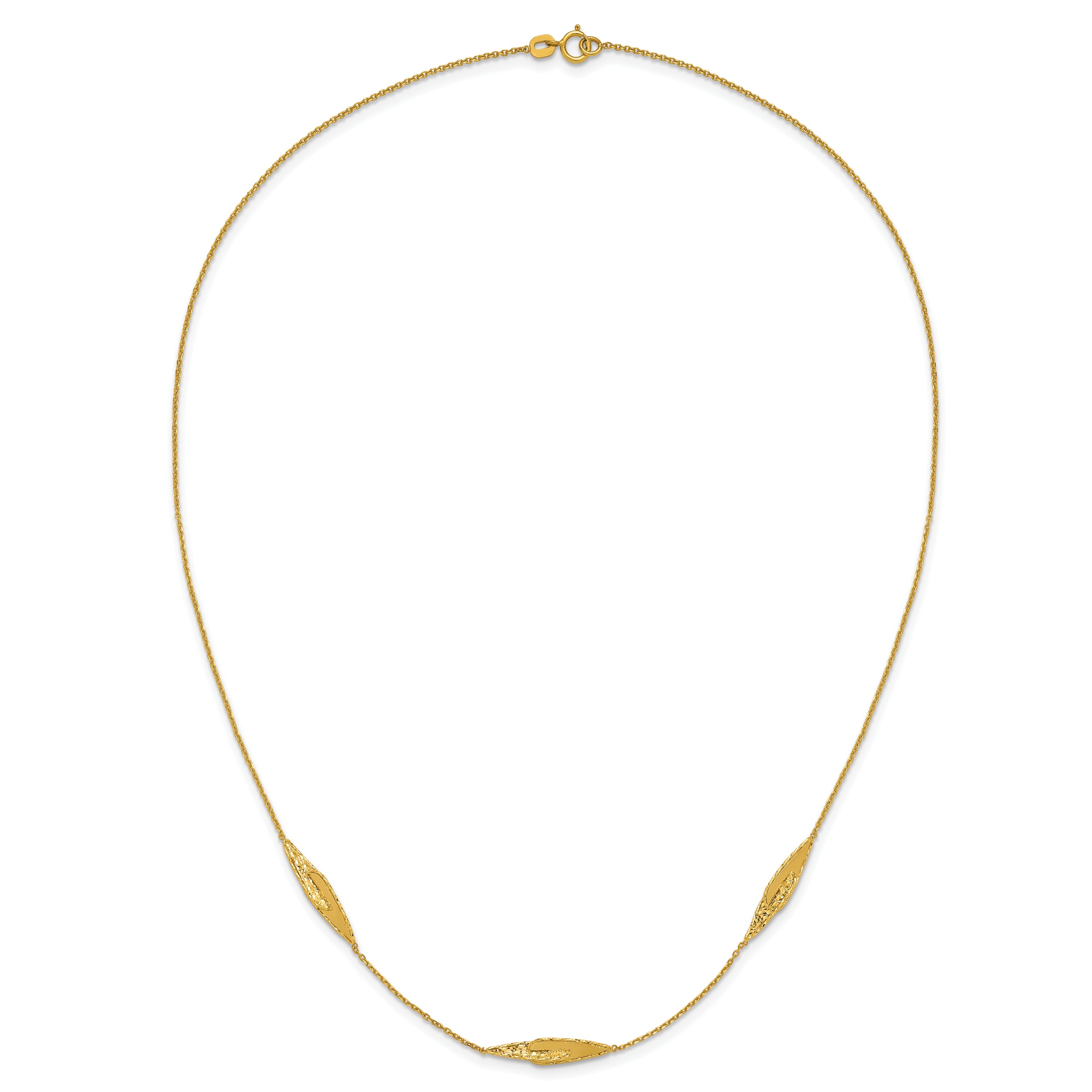 14K Polished and Diamond-cut Fancy Station Necklace