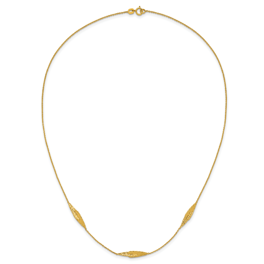 14K Polished and Diamond-cut Fancy Station Necklace