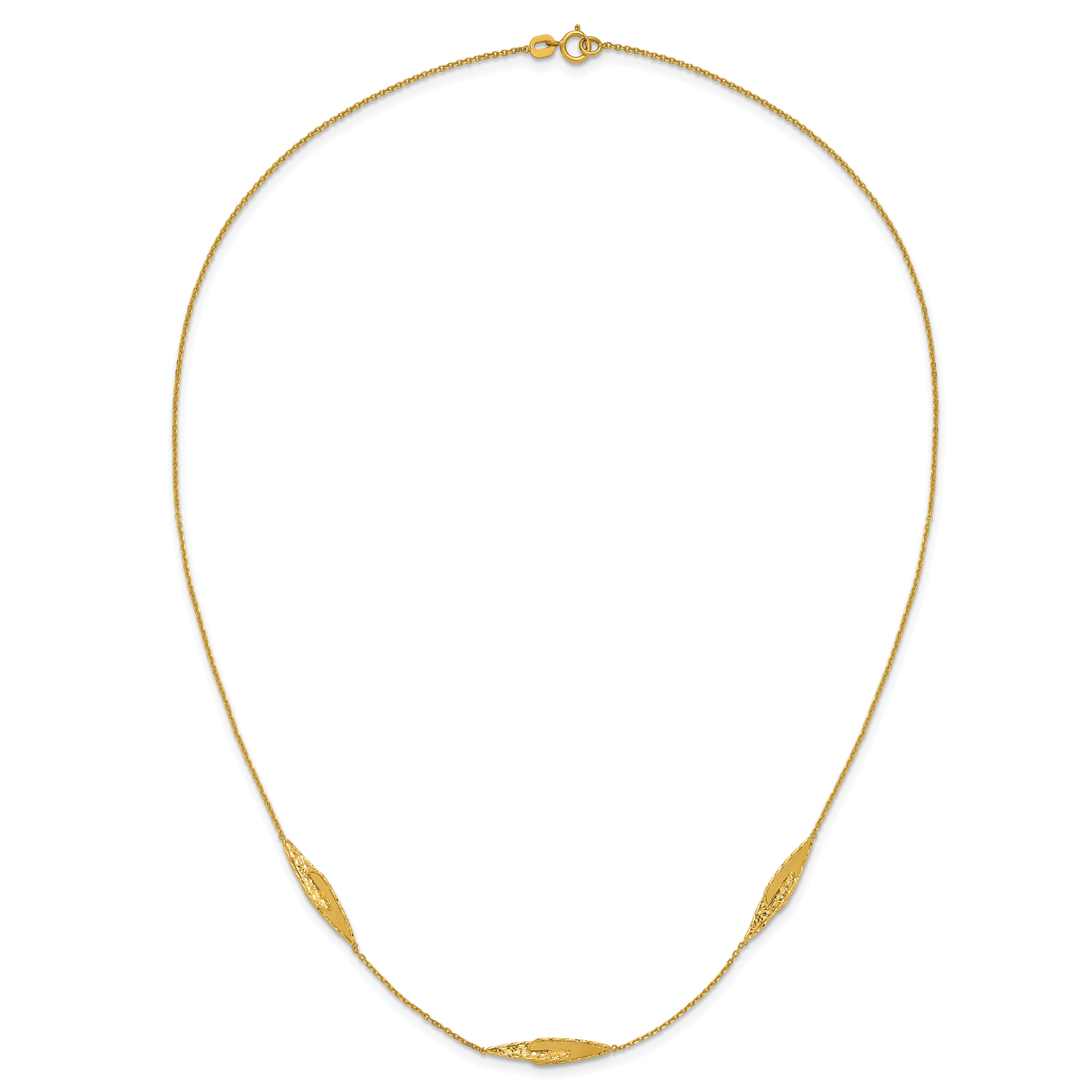 14K Polished and Diamond-cut Fancy Station Necklace