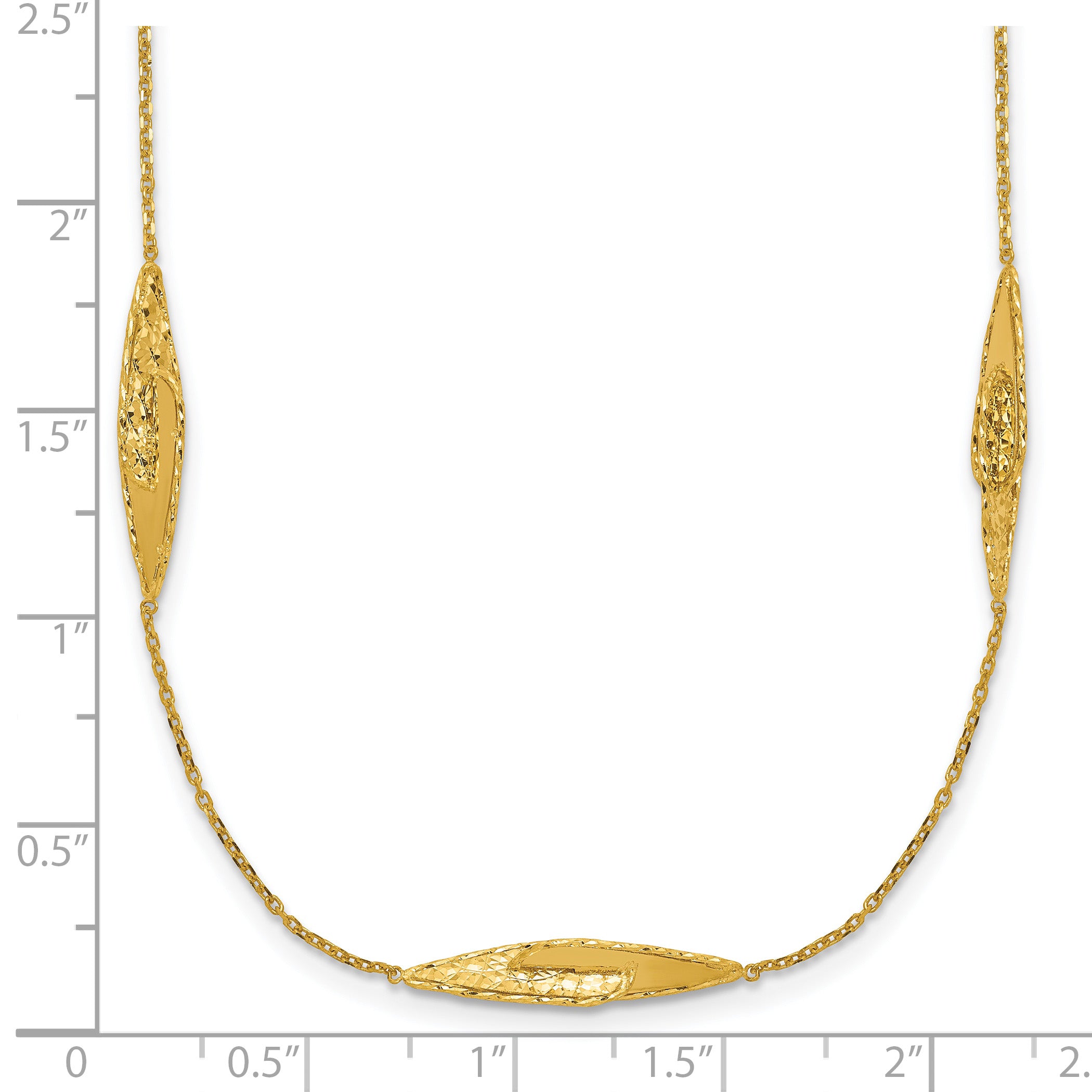 14K Polished and Diamond-cut Fancy Station Necklace