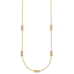 14K Two-tone D/C Beaded Infinity Station Necklace