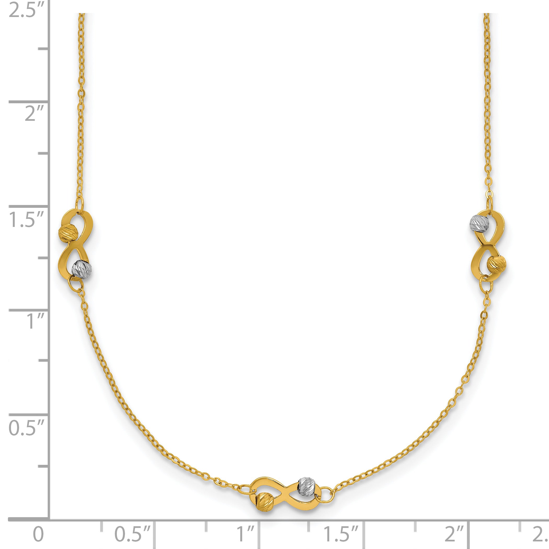 14K Two-tone D/C Beaded Infinity Station Necklace