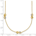 14K Two-tone D/C Beaded Infinity Station Necklace
