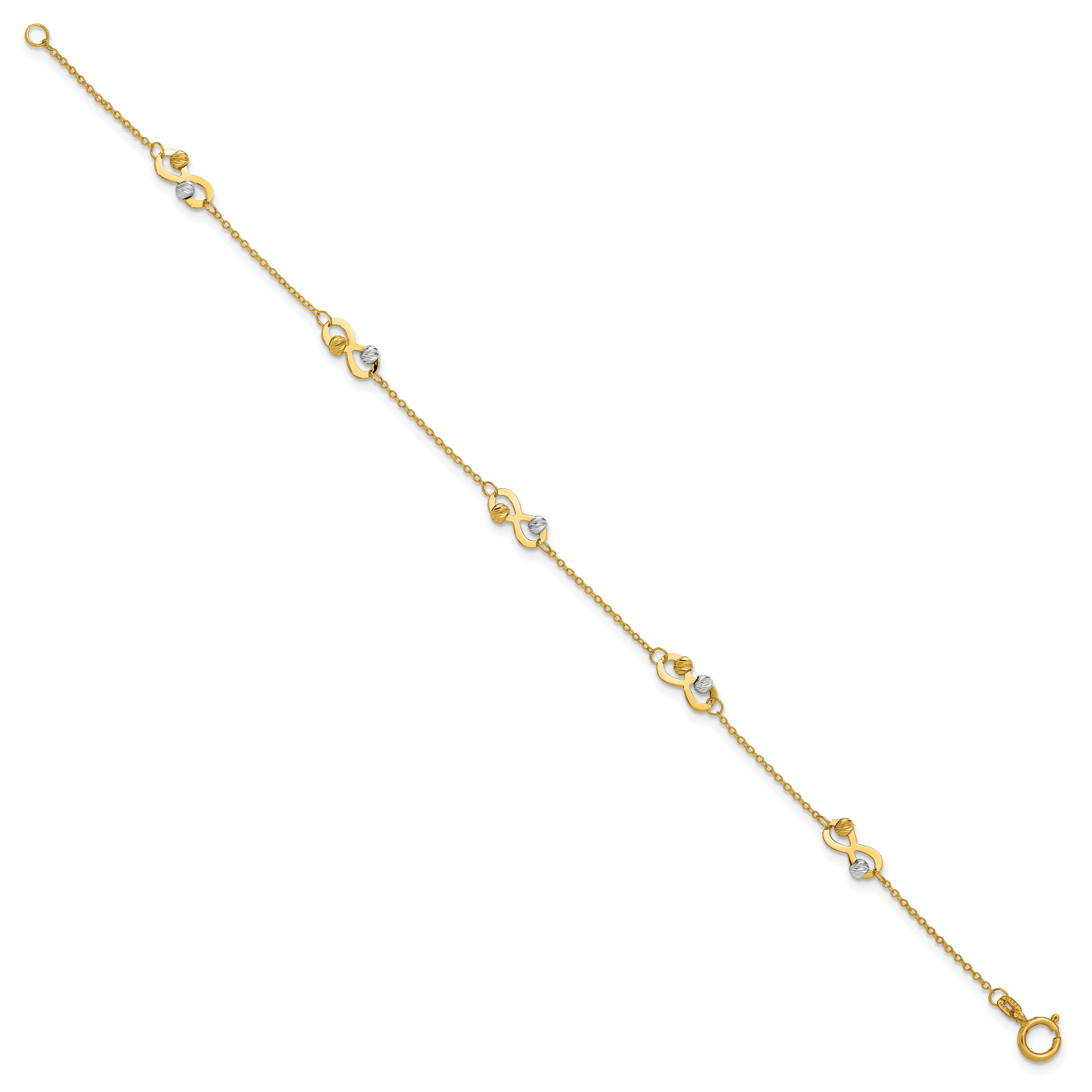 14K Two-tone D/C Beaded Infinity Station Bracelet Secondary image